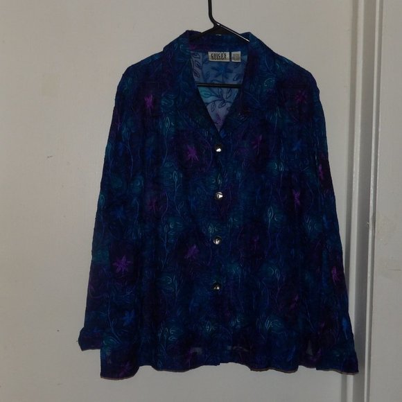 Chico's Tops - Chicos Design 100% Silk Embroidered Sheer Top / Jacket Sz 3